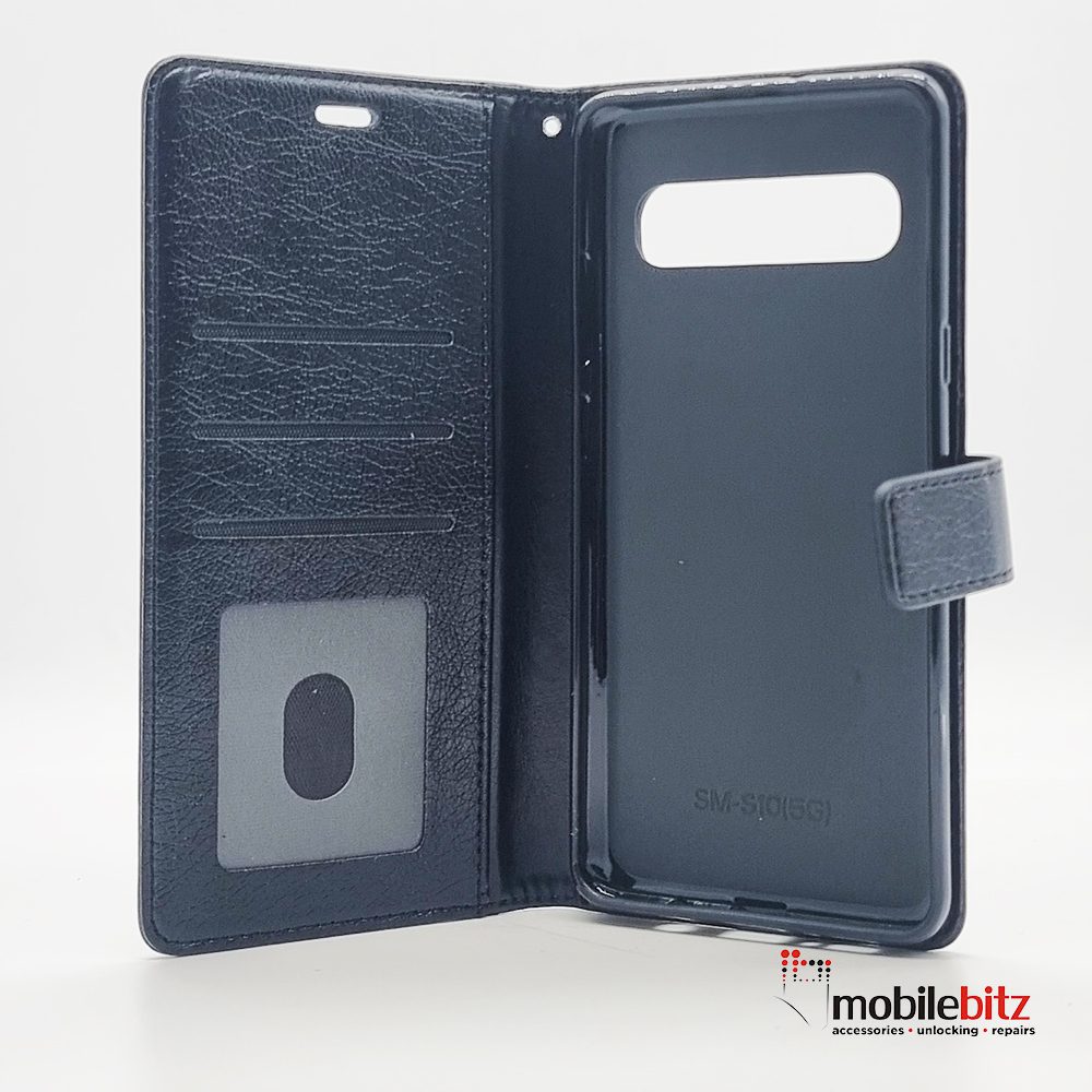 PU Leather Wallet Black Case For Samsung Galaxy S10 Lite