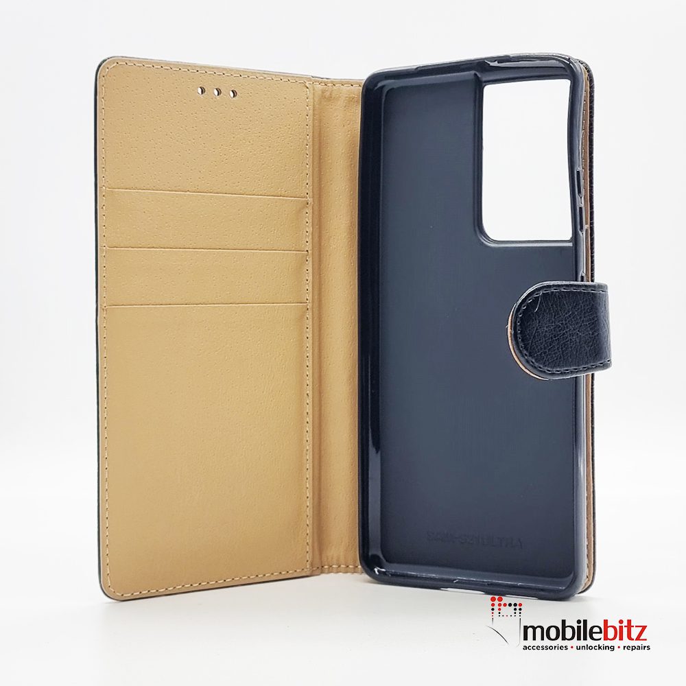 PU Leather Wallet Black Case For Samsung Galaxy S21 Ultra
