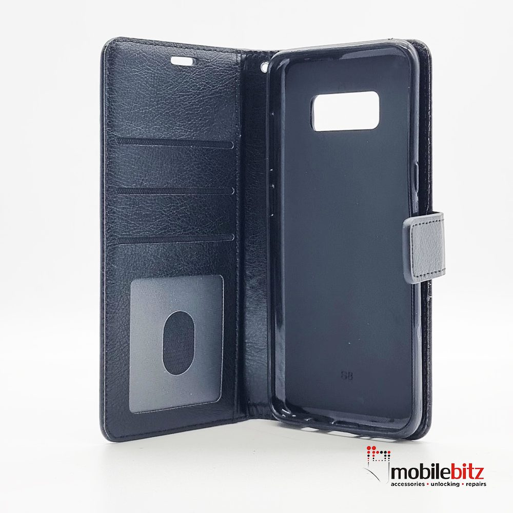 PU Leather Wallet Black Case For Samsung Galaxy S8