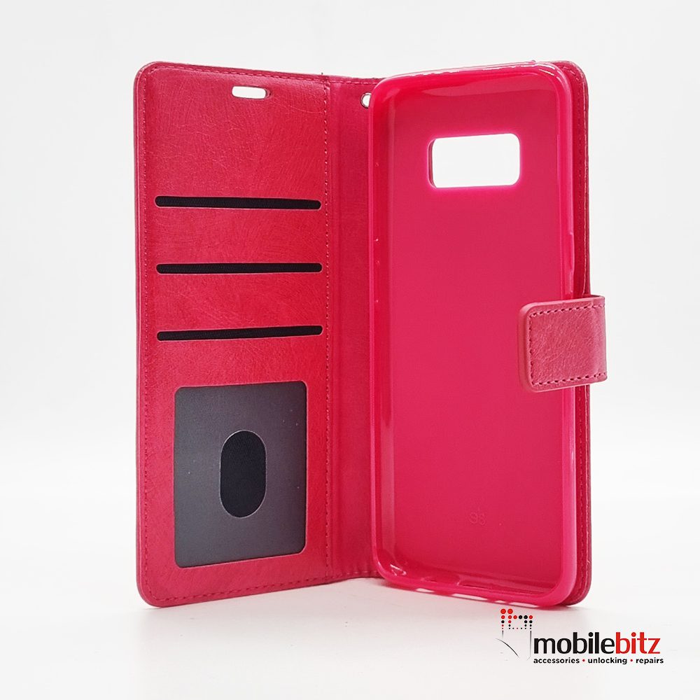 PU Leather Wallet Pink Case For Samsung Galaxy S8