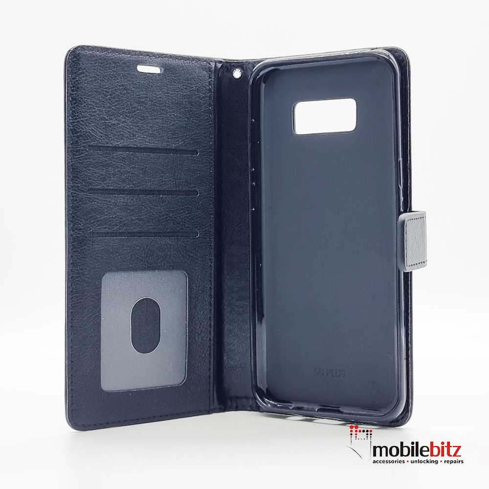 PU Leather Wallet Black Case For Samsung Galaxy S8 Plus