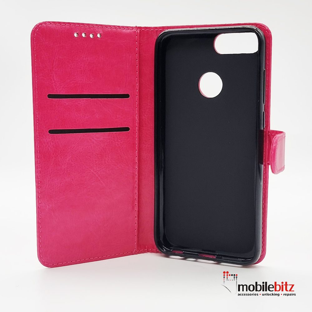 PU Leather Wallet Pink Case For Huawei P Smart