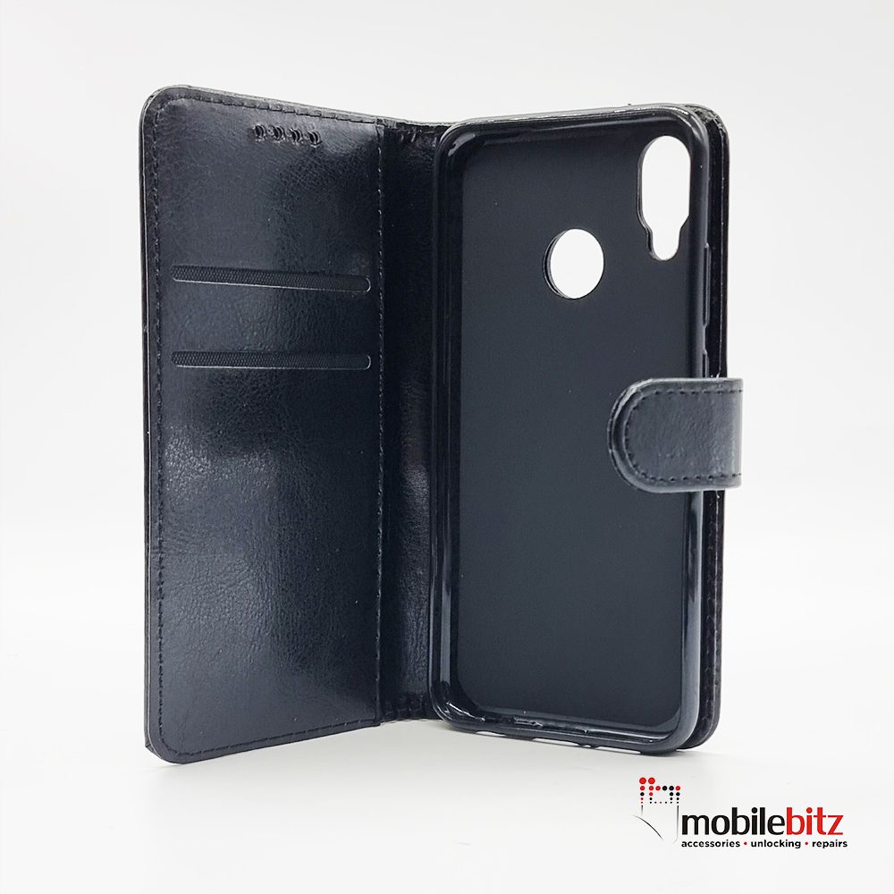 PU Leather Wallet Black Case For Huawei P20 Lite